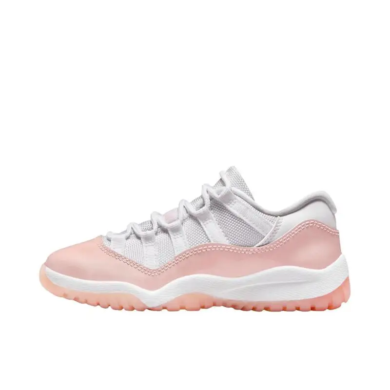 JORDAN Air Jordan 11 Unisex Basketball Shoes, Non Slip,Comfortable, Lightweight Low-cut Sneakers, White and Pink AH7860-160