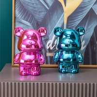 Bear Ceramic Plating Save Money Bank Nordic Home Decoration Cute Bear Sculpture Light Luxury Desktop Figurines Living Room Decor 2