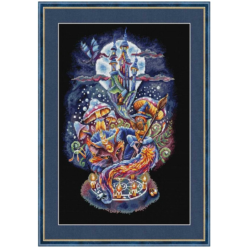 Counted Cross Stitch Kits Embroidered Home Decoration Magic Mushrooms Foxes The elf who Reads Books