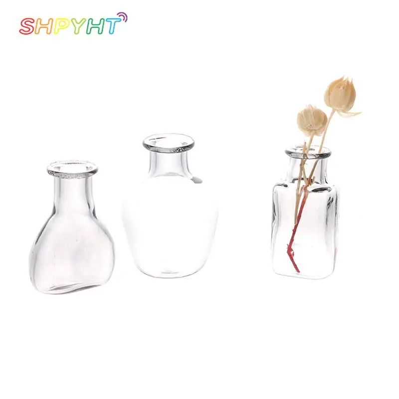 

1:12 Dollhouse Miniature Glass Vase Transparent Storage Jar Flower Arranger Storage Jar Flowerpot Doll House Room Accessories