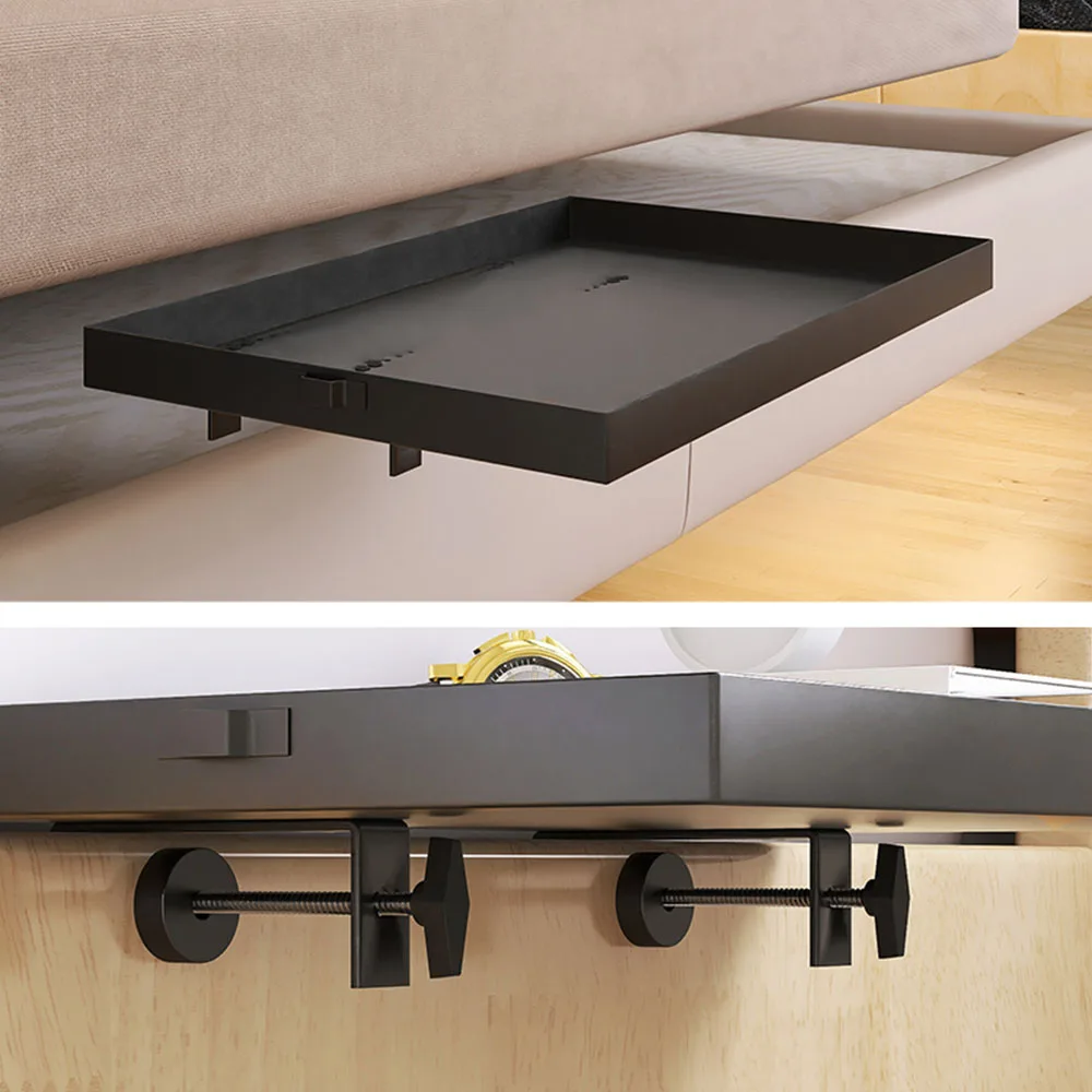 Bettgestell-Aufbewahrungstisch, Nachttisch-Organizer, Vielseitiges Aufbewahrungsregal für Zuhause mit Getränkehalter, Tragfähigkeit 17 lbs – Detail 2