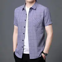 Men's Short Sleeve New in Shirts Casual Loose Slim Fitting Non Ironing Wrinkle Resistant Blouse Summer Fashion Vintage Tops 1