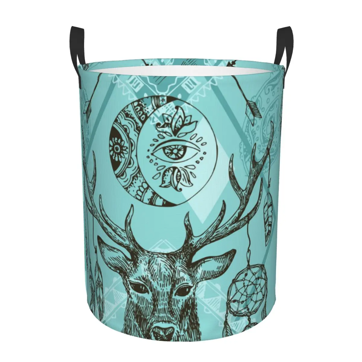 

Waterproof Storage Bag Boho Deer And Dreamcatcher Household Dirty Laundry Basket Folding Storage Bucket Clothes Toys Organizer