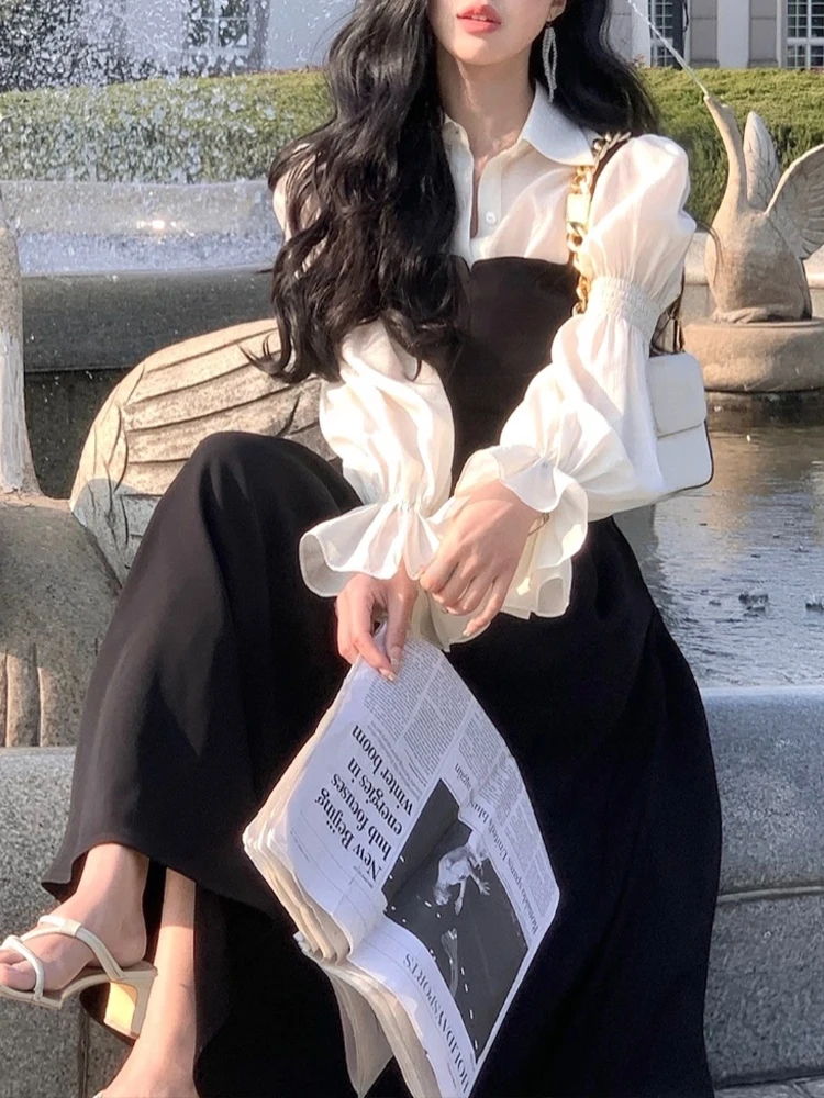 

Midi Dresses for Women Sleeveless Streetwear Office Dress Slim Fit Office Lady Solid Slash Neck 2023 New Spring Summer Dress