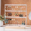 Présentoir de boucles d'oreilles à 3 niveaux et 72 trous, organisateur de rangement de bijoux en métal à 3 couches, support de Base en bois, arbre, support de clous d'oreille, cadeau