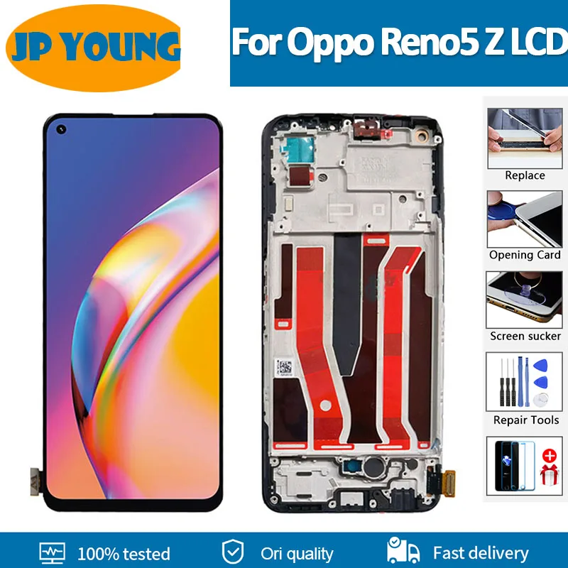 6.43 ''Originale Amoled Per Oppo Reno5 Z Sostituzione Gruppo Display Lcd Per Reno5Z Cph2211 Schermo Touch Panel Digitizer Frame