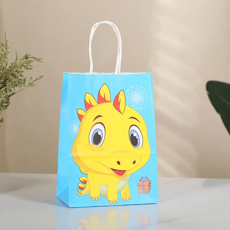 JOHOUSE Dinosaur Party Favor Bags With Stickers - 24PCS Dino Theme Goodie Bags For Birthday Parties