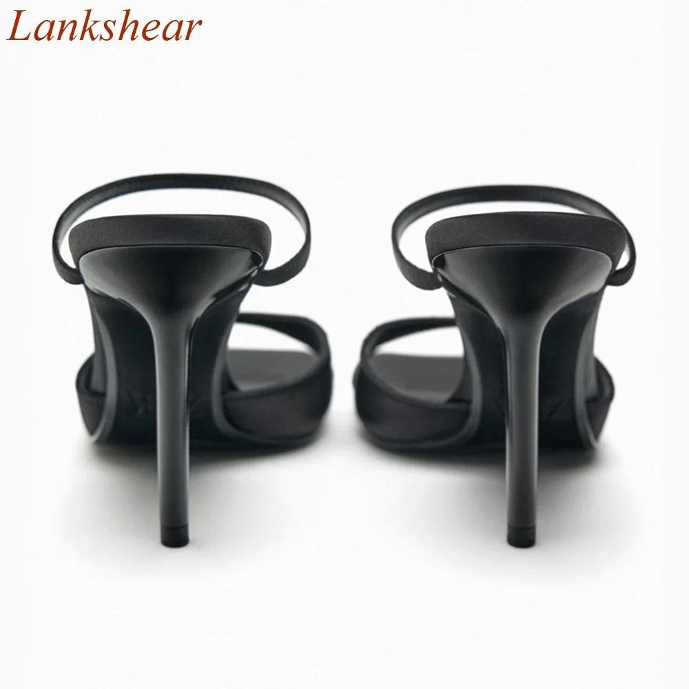Square Toe Stiletto Heels Women Slippers Fashion Solid Slingback Summer Sexy Party One Word Belt Women Shoes 2024 New Arrivals
