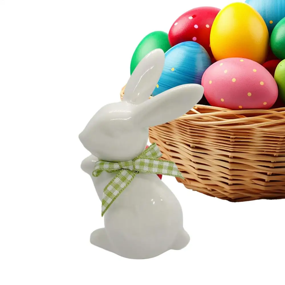 Osterhase Keramik Figuren Porzellan Urlaub Kaninchen Dekoration Skulptur Osterhase Skulptur Schreibtisch Ornament zum Essen – Detail 4