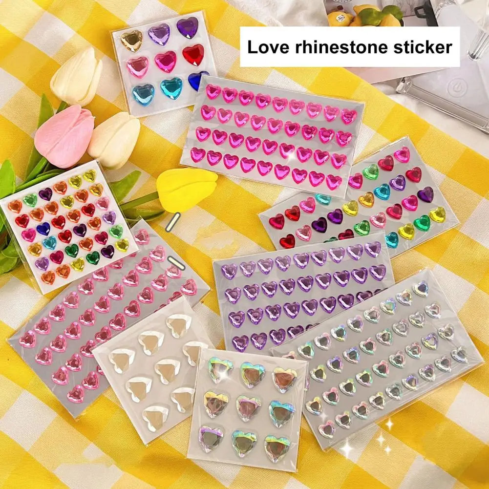 3D Faux Crystal Heart Sticker Self-Adhesive Easy Apply Shining Sticker For Child DIY Scrapbooking Journaling Supply