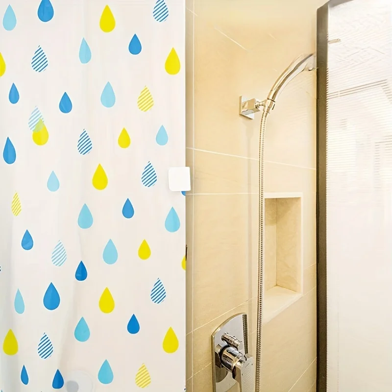 4pcs Multifunctional Shower Curtain Clips - Adhesive Curtain Clips for Bathrooms - Prevent Splashing and Secure Shower Curtains