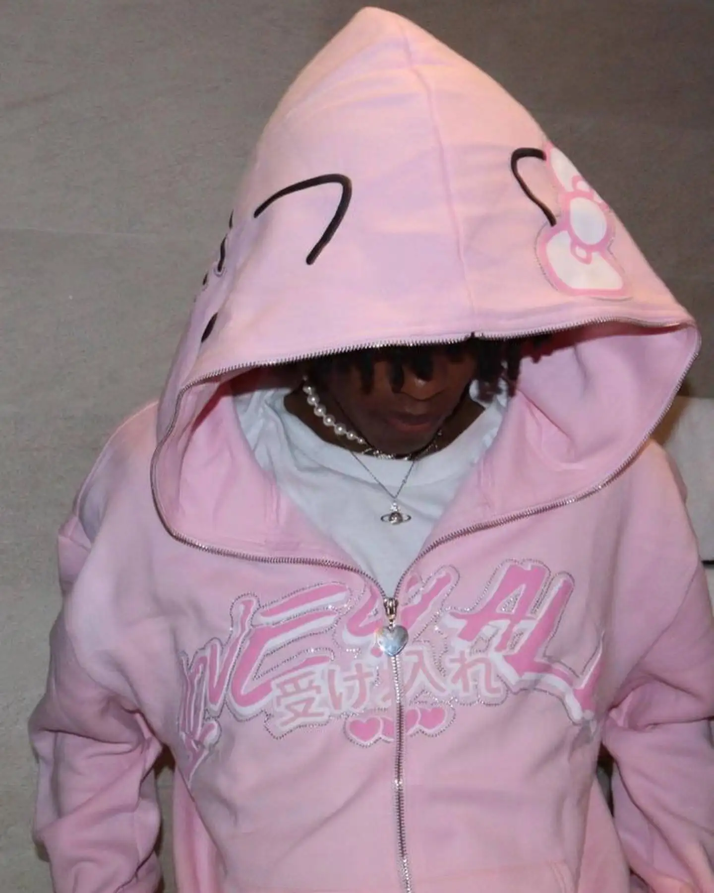 Y2K Style Zip Up Hoodie Women Men Cute Print Oversized