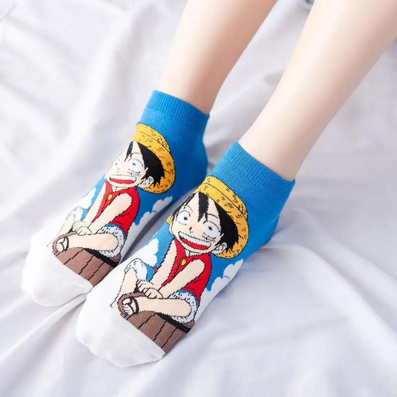 Anime jednoczęściowy Luffy Chopper krótkie skarpetki szczęśliwe kobiety studentki bawełna Sox kreskówka kolorowe cienkie skarpety kreatywne damskie wiosna