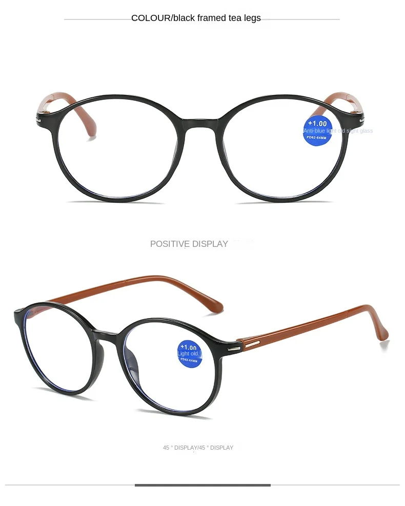 Mode Lesebrille Männer Runde Anti-Blau Licht Frauen Computer Presbyopie Hyperopie Brillen + 1,0 + 1,5 + 2,0 + 2,5 + 3,0 + 3,5 + 4,0 – Detail 8
