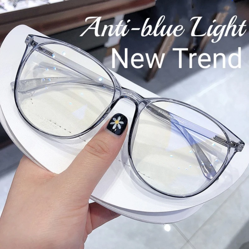 Round Frame Myopia Glasses for Men Women Fashion Anti-blue Light