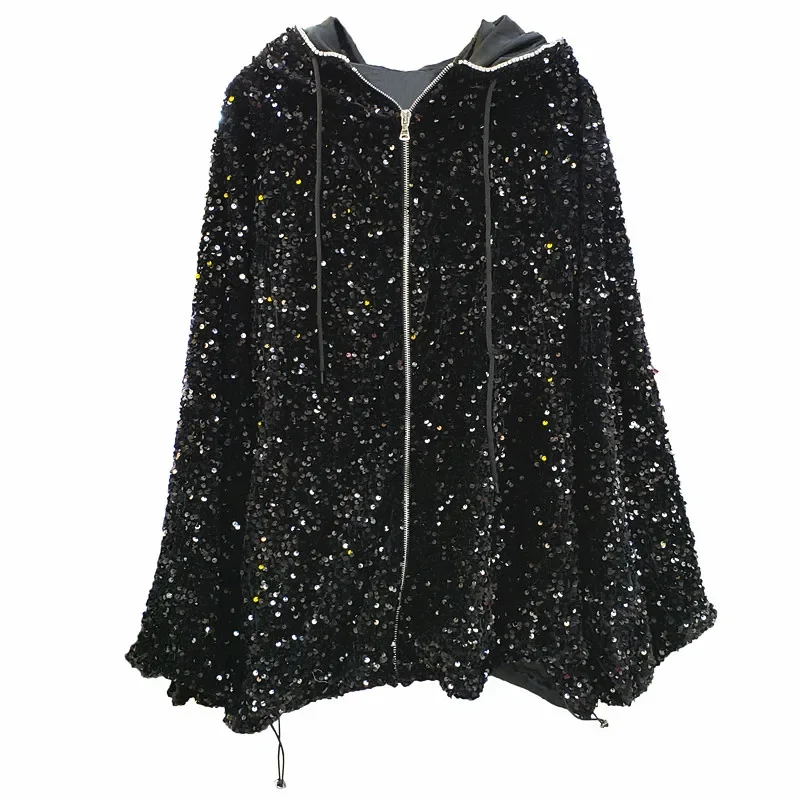 Fashion Sequined Ladies Jacket Models Casual Zipper Long Sleeve Casual Loose Women's Cardigan Jacket 2024 Autumn and Winter jacket cardigan sleeve leopard sweater short women print fashion ladies casual coat zipper outwear long top jacket sleeve jacket