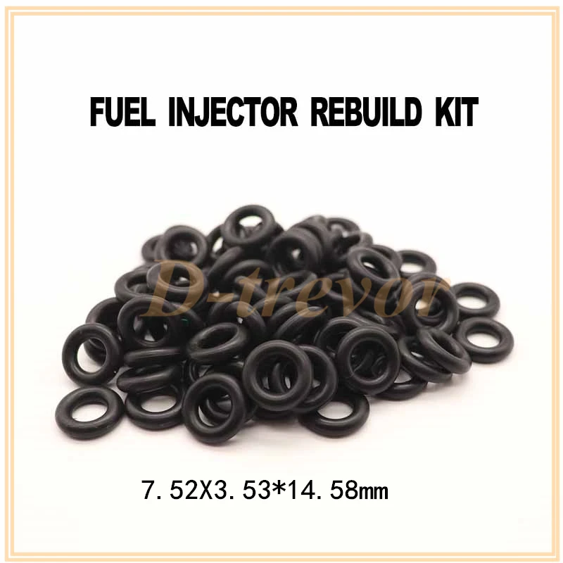 100pieces Sealing Ring Rubber Orings 7.52*3.53*14.58mm For Audi BMW Ford Bosch Fuel Injector Repair Kits