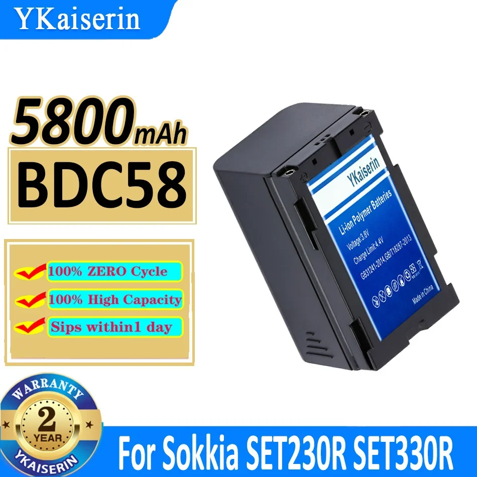 

5800mAh YKaiserin Battery BDC58 For Sokkia SET230R SET330R SET530R SET630R SET230R3 SET330R3 Digital Batteries