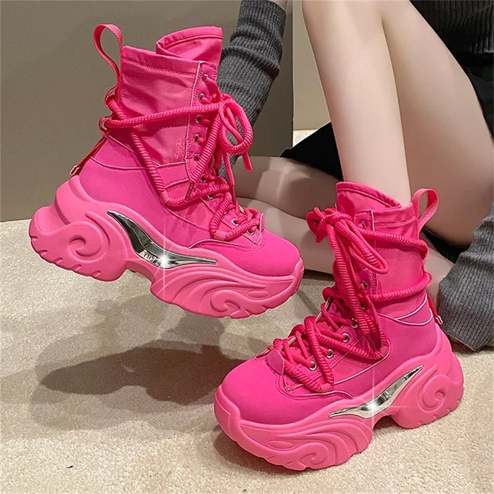 

Chunky Heels Punk Style Boots Women Autumn Winter Platform Combat Boots Woman 2024 Thick Bottom Gothic Motorcycle Botas Mujer