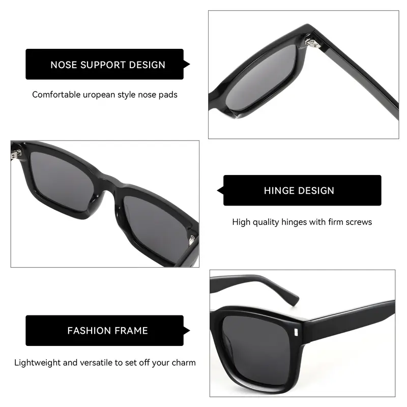 ZENOTTIC 2026 Trend Square Polarized Sunglasses Handmade Acetate Sun Glasses Fashion Patchwork Shades ZS6240 - Image 5