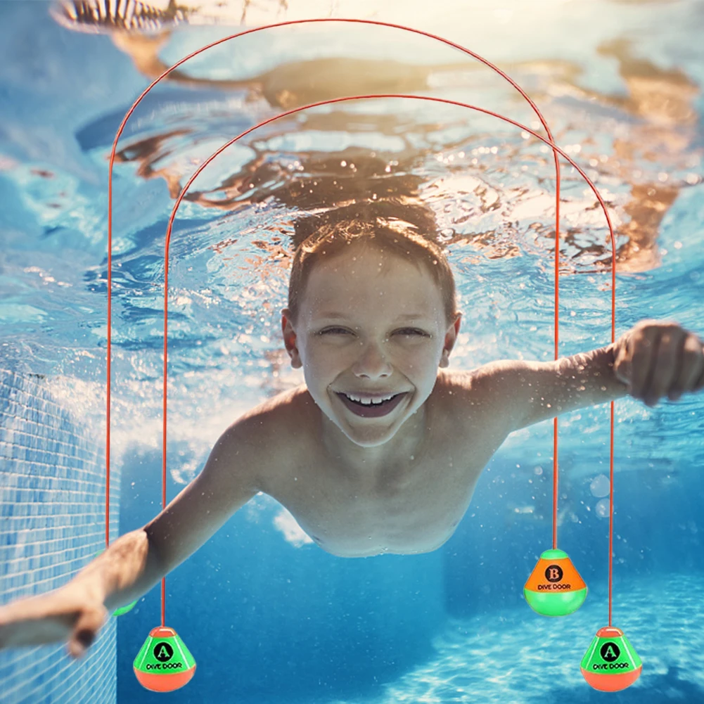 2pcs/set Through Door Diving Ring Funny Swimming Game Aids Reusable Underwater Swimming Dive Door Adults Kids Pool Through Rings