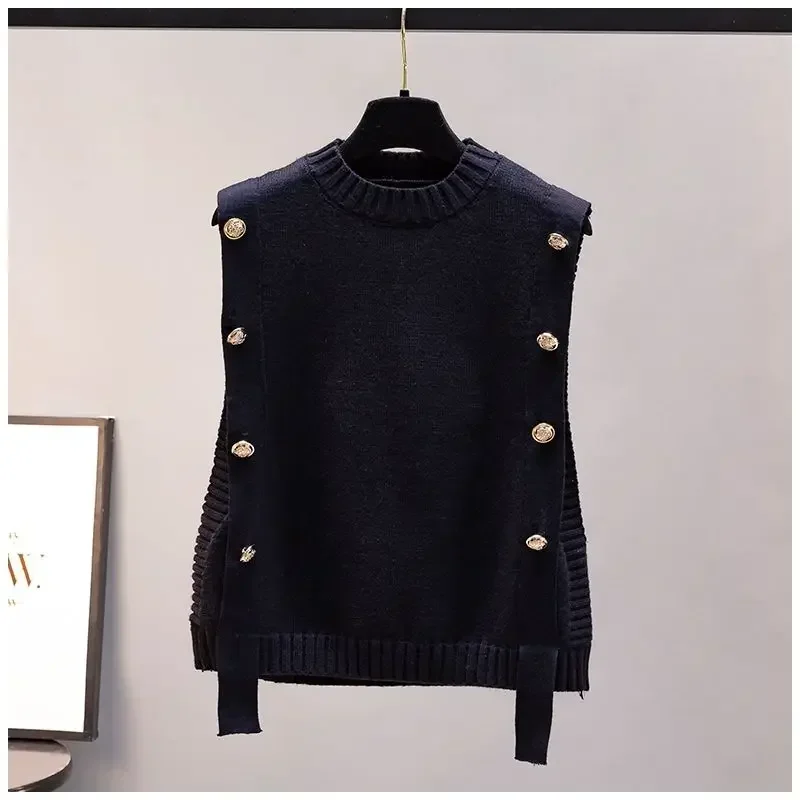 Women's waistcoat spring and autumn outer wear pullover sweater fashion casual new ladies sleeveless round neck knitted top