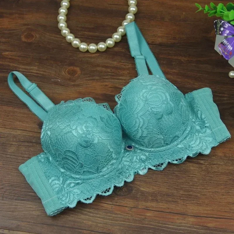 9cm Steel Ring Push Up Bra Lace Sexy Underwear for Women Thickened Adjustable Padded Lingerie with Upper Support Gathering 6