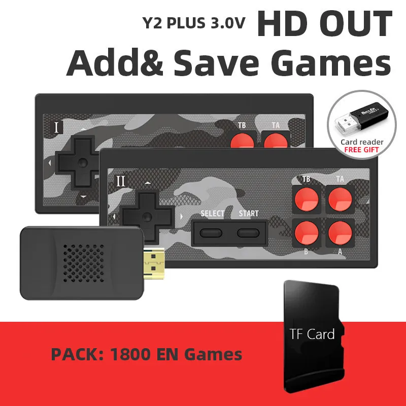 Mini Console Y2 plus Y2SF Handheld Game Console Gaming Dual Wireless Gamepad For SFC SNES NES 900 3000 Gaming 4k Game Stick Gift