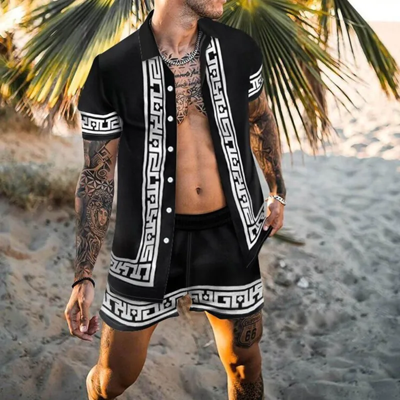 2024 Hot Hawaii Men's Suit Printed Shirt Men's Shirt Casual Loose Short  Sleeve Shorts Beach Suit S-3XL - AliExpress