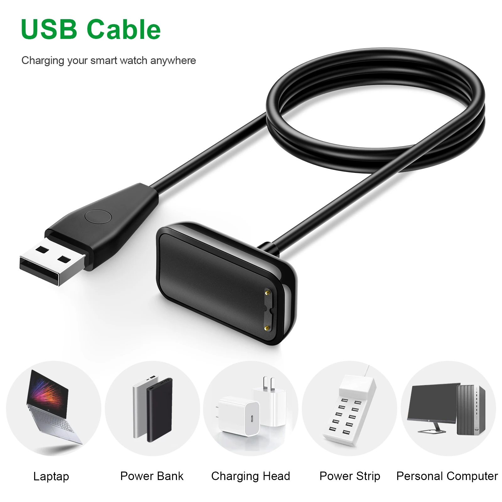 Cargador magnético de 100cm/50cm para Fitbit Charge 5, Cable de carga USB para Fitbit Luxe, base de carga USB con función de reinicio