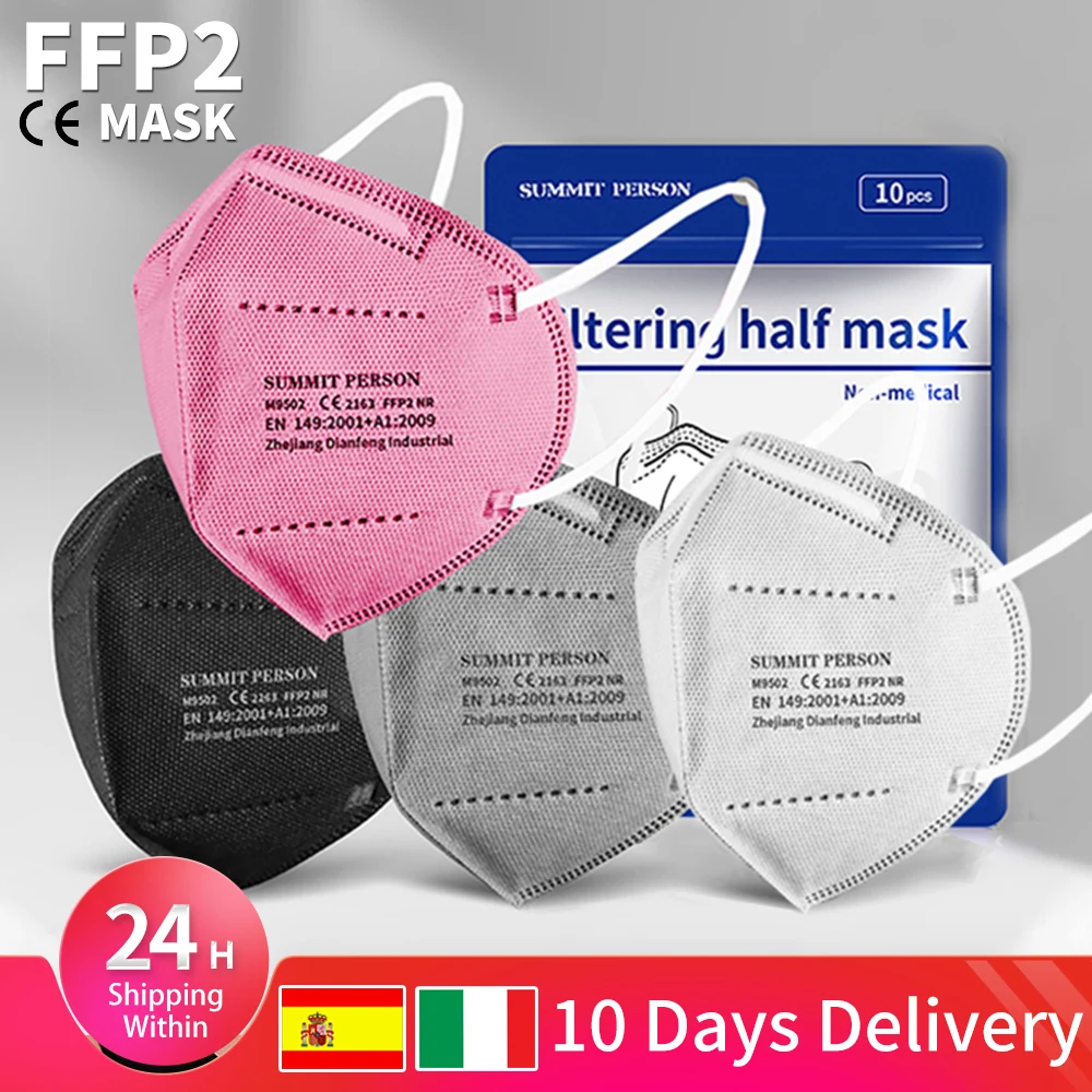 Высококачественная разноцветная защитная маска 10 цветов CE FFP2 KN95 для лица женщин