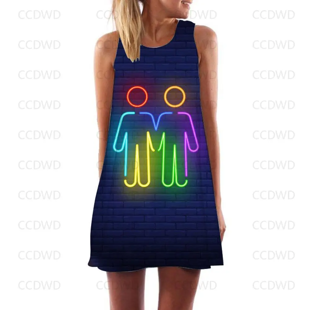 

High Street Dress Woman Electronic Music Sexy Color Evening Dresses 3D Print Elegant Women Fashion Prom Hip Hop Summer 2022 Mini