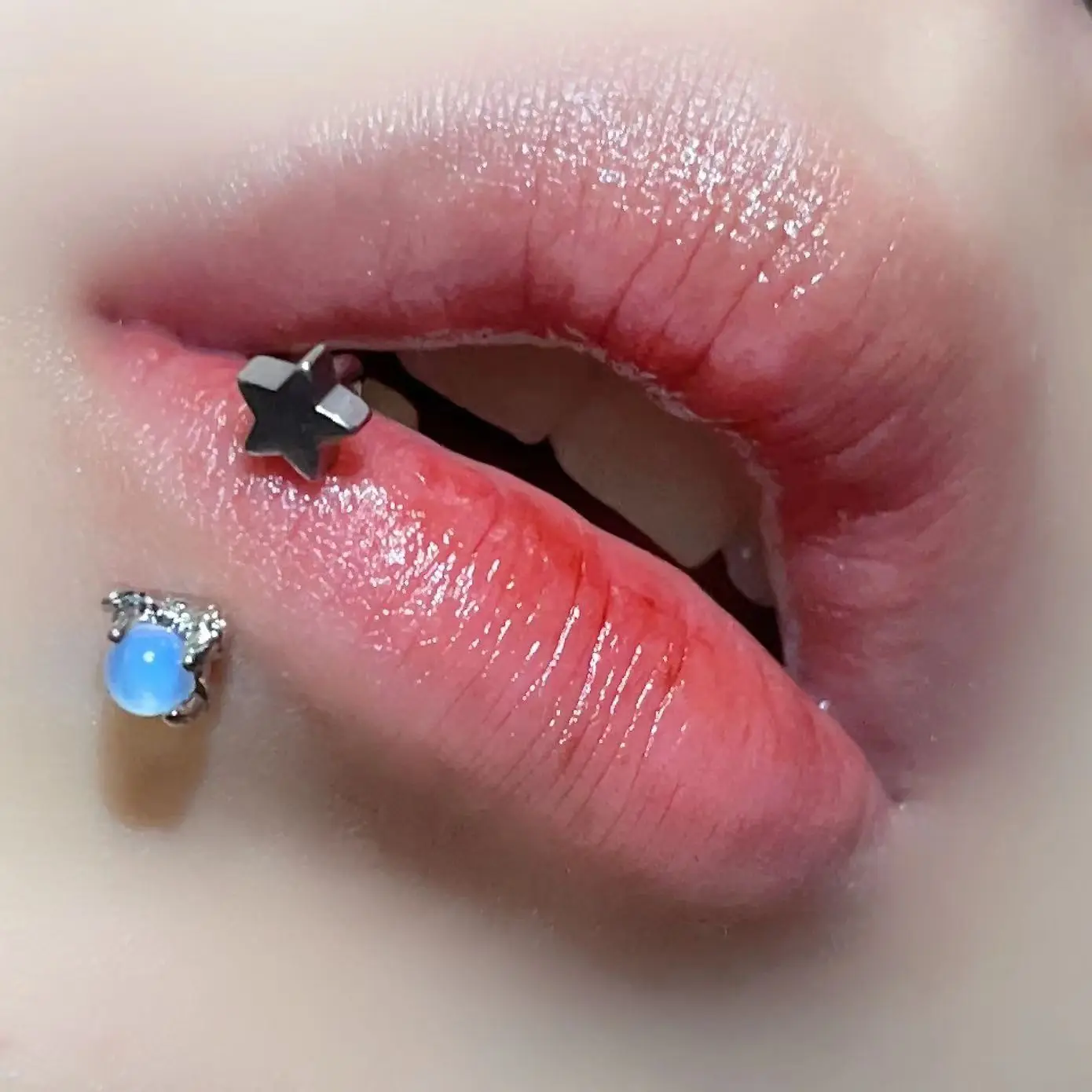 D Ring Stella A Cinque Punte Dragon Claw Lip Ring Acciaio Al Titanio Ragazza Sweet Cool Opal Zircone Labret Stud Piercing Jewelry