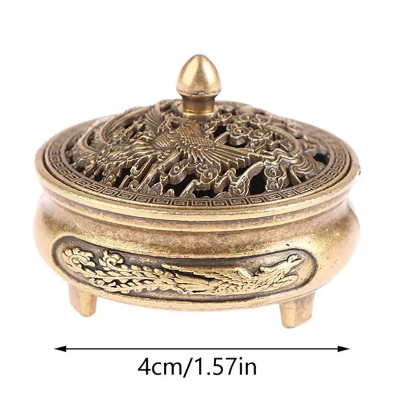 Incense Burner Decor Metal Incense Holder Ornament Detachable Lid Design Desktop Decoration For Yoga Room Tea Room Balcony