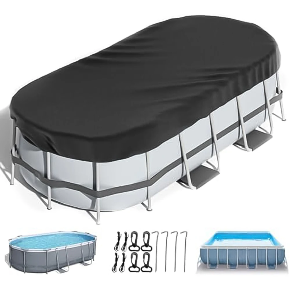 Round Pool Cover With Accessories For Above Ground Pools, Hot Tubs Covers, Solar Covers, Heavy Duty Tear Resistant Pool Covers