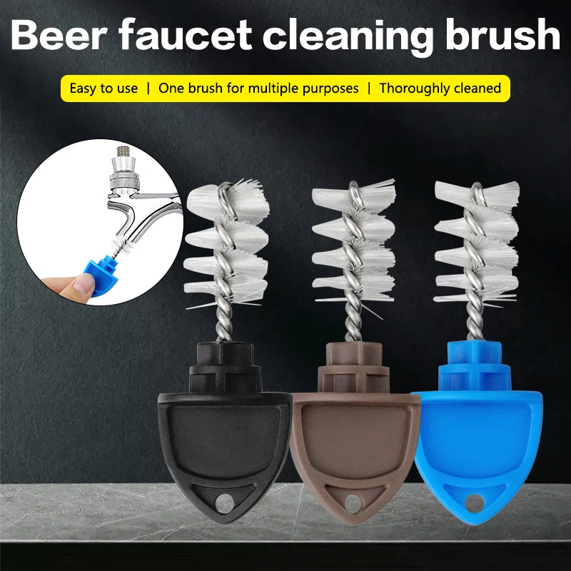 2Pcs Beer Faucet Deep Cleaning Brush Beer Tap Cap Plug Cleaner For Home Bar Faucet Hygiene Tool Nylon Bristle Brushes Portable