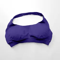 High-Support Seamless Halter Sports Bra with Open Back - S (Indigo)