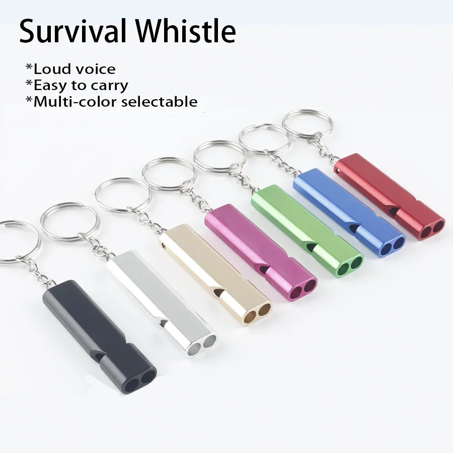 2/4Pcs Survival Whistle Soccer Outdoors High Decibel Portable Flat Aluminum Alloy Dual Frequency Wilderness Emergency Tools