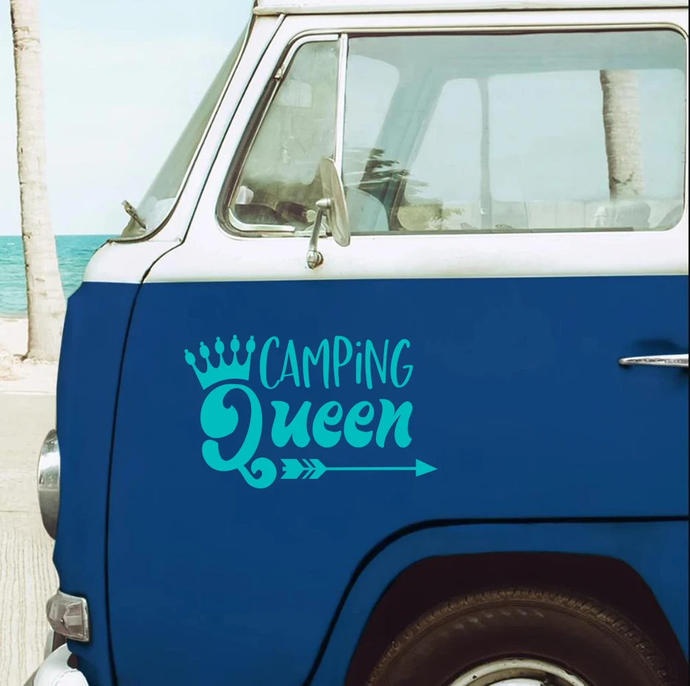 

Виниловая наклейка для кемпинга, королевы, автомобильные наклейки, водонепроницаемый фургон, фургон, грузовик, автомобильный декор, заднее окно
