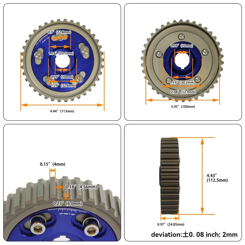 Adjustable Cam Gear Pulley for Honda Civic/CRX D15/D16 88-91 D15/D16 92-95 D16 96-00 Del Sol 93-97 SOHC