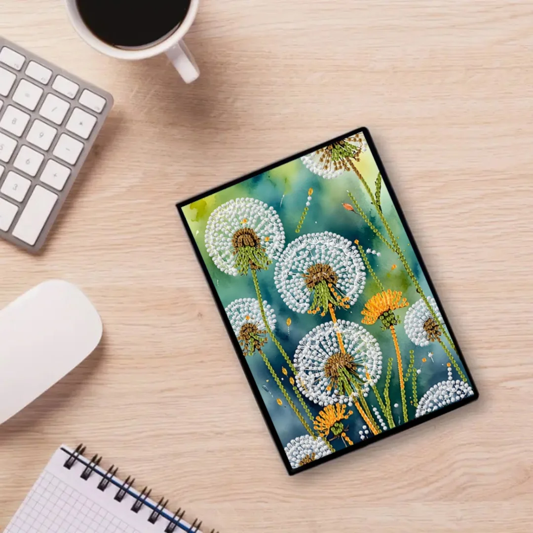 Diamond Painting Diary Notebook Sketchbook 5D DIY dandelion pattern leather female adult