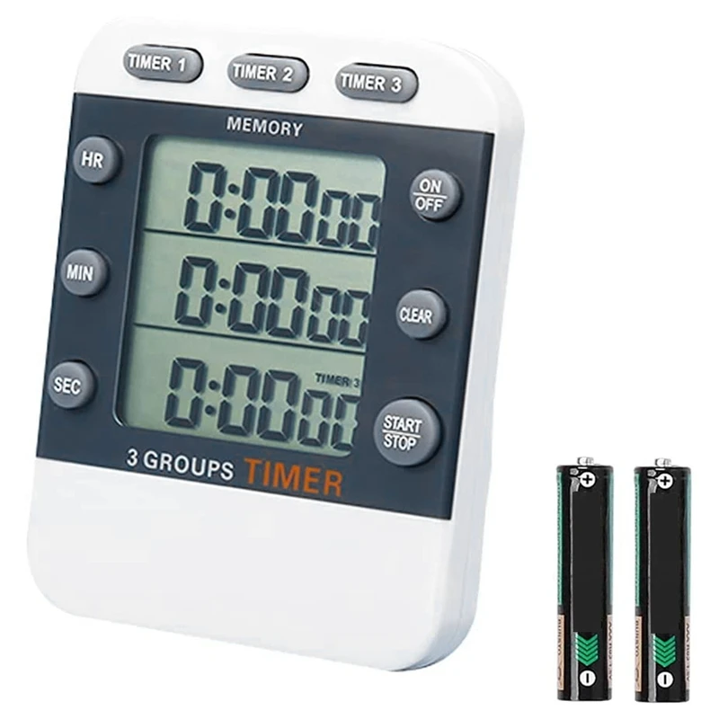 Digital Dual Kitchen Timer, 3 Channels Count Up/down Timer, Triple