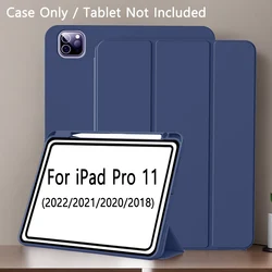 Slim Trifold Stand Smart Protective Case with Pencil Holder for iPad Pro 11 (Navy)