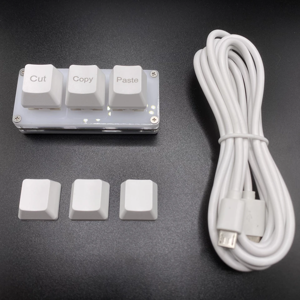 Mini Tastiera Meccanica 3 Tasti - Cut, Copy, Paste, RGB, Programmabile Per Lavoro E Gaming - Foto 2