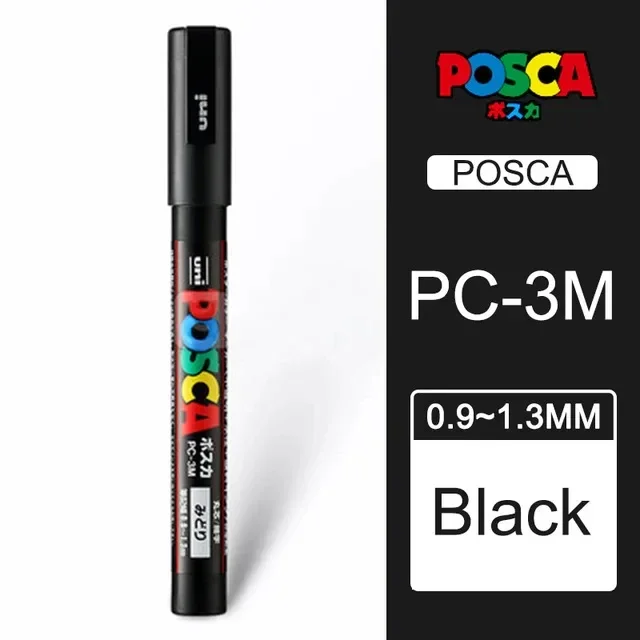 1PC UNI POSCA White & Black & Red - Acrylic Marker Pen for POP Posters Graffiti/Ads, PC-1M,3M,5M & Refill Art Supplies