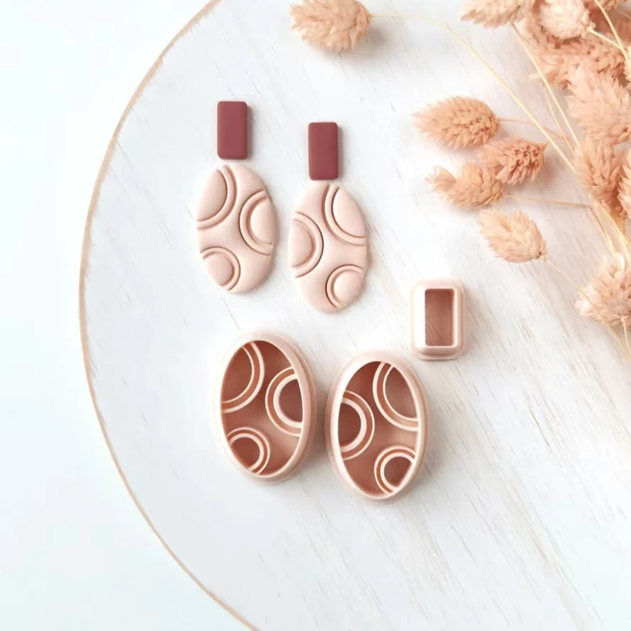 Polymer clay shape cutter mirrored set abstract modern earring moulds 3D printed mould clay jewellery supplies polymer clay cutter