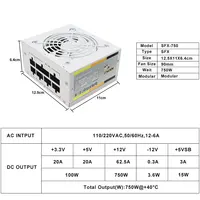 พาวเวอร์ซัพพลาย SFX 750W สีขาว แบบ Full-Modular มาตรฐาน ATX3.0 รองรับ PCIE5.0 สำหรับเคสคอมพิวเตอร์ขนาดเล็ก Mini ITX รองรับไฟฟ้า 110v/220V 3