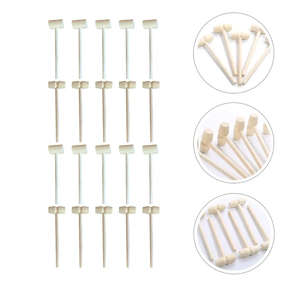 20Pcs 나무 망치 어린이를위한 미니 망치 DIY 공예 케이크 장식 천연 나무 망치 부드럽고 안전한 경량 휴대용 부활절