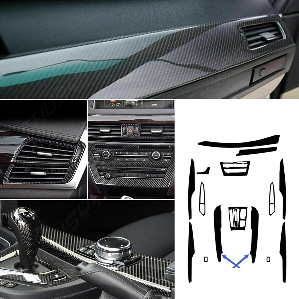 

Car Interior Trim Sticker 3D Accessories Black Carbon Fiber Fittings For BMW F15 14-18 Glossy Parts High Quality
