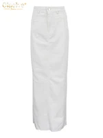 Clacive Fashion Loose Beige Denim Skirts For Women 2025 Casual High Waist Long Skirt Elegant Classic Solid Skirt Female Clothing - Image 4